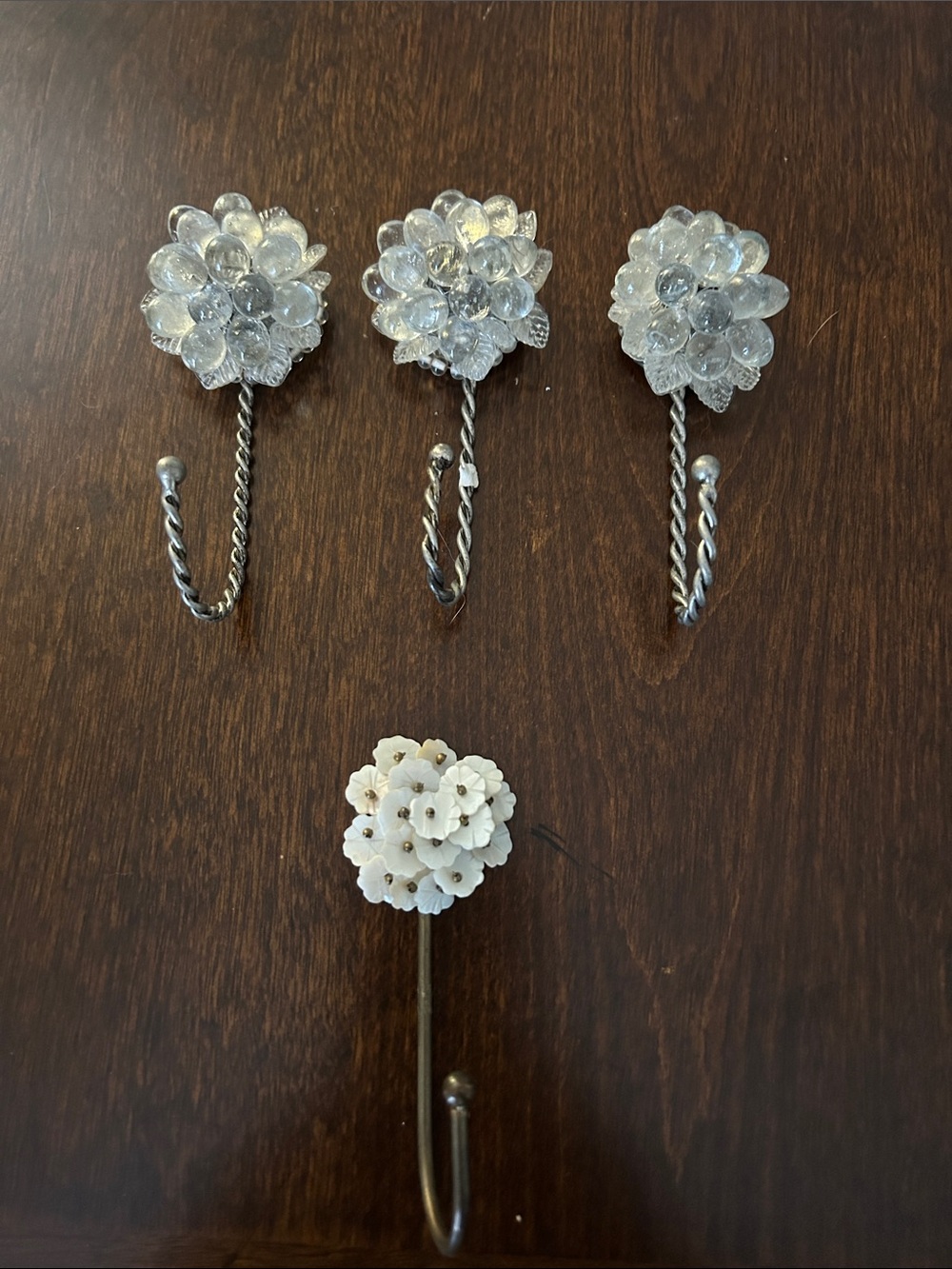 Urban Outfitters Crystal Flower Wall Hooks (Set of 4)